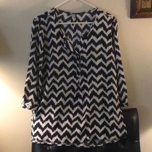 Navy blue and white!   Cute with jeans!  Size XL
